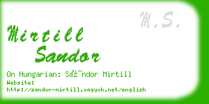 mirtill sandor business card